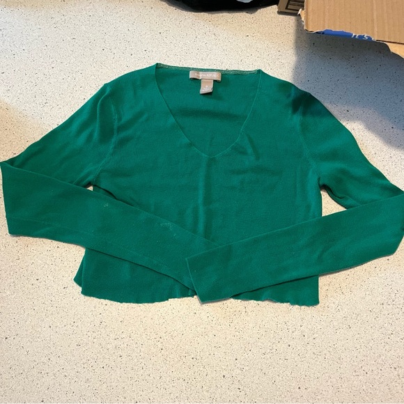 Banana Republic Cropped Green V-Neck Sweater - Picture 6 of 6